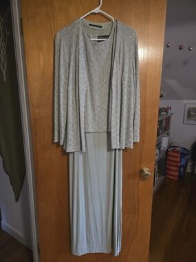 Mint Beaded Jacket & Dress Set